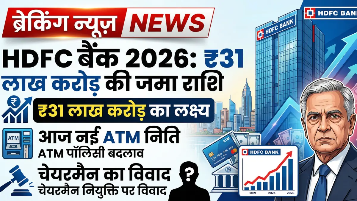 एचडीएफसी बैंक 2026 : रु 31 लाख करोड़ की जमा राशि, आज नई ATM निति और चेयरमैन का विवाद
